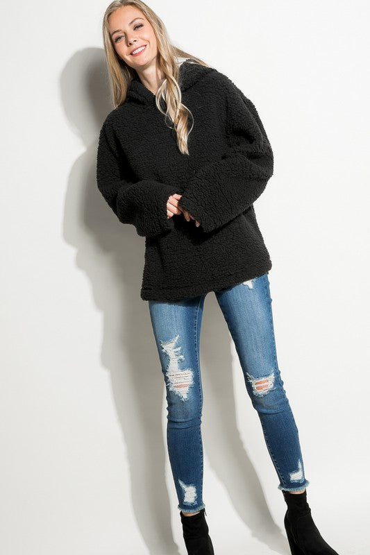 e Luna Fuzzy Faux Fur Oversized Sweatshirt