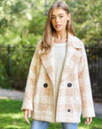 Davi & Dani Fuzzy Boucle Textured Double Breasted Coat Jacket