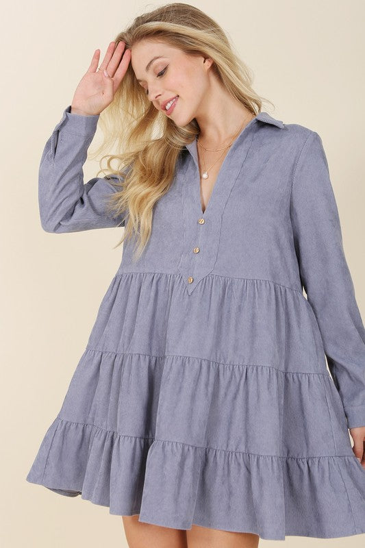 Corduroy Tiered Dress - Online Only