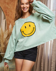 Jade By Jane Smiley Face Long Sleeve Crop Top