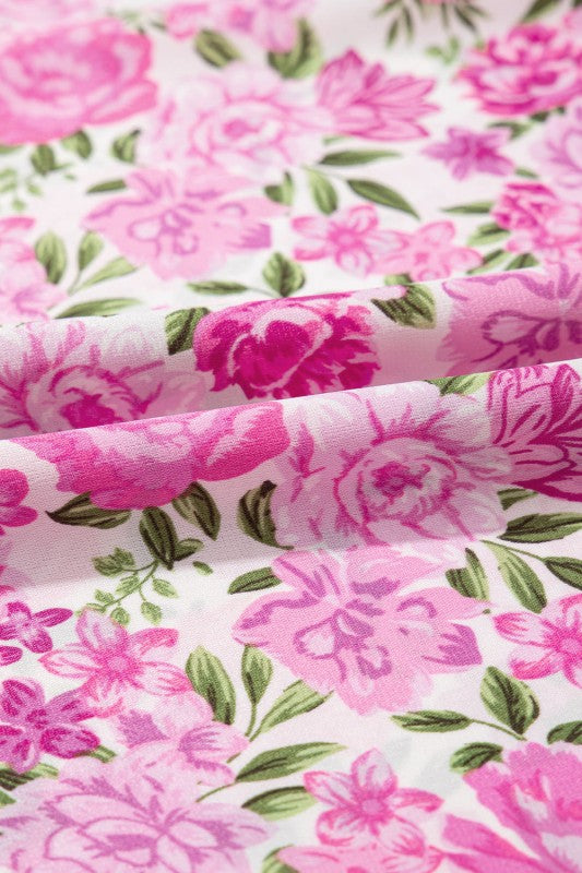 Dainty Floral Smocked Puff Sleeve Flowy Maxi Dress