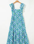 Floral Square Neck Ruffle Strap Maxi Dress