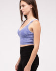 Zenana Washed Ribbed Cropped V-Neck Tank Top