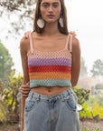 POL Tie-shoulder Sweater Crop Tank Top