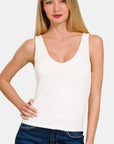 Zenana Double Layer V Neck Tank