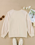 Women Patchwork Raglan Sleeve Pullover Top