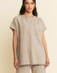 Davi & Dani Round Neck Short Sleeve Top and Pants Set