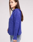 Zenana Hooded Brushed Melange Hacci Sweater