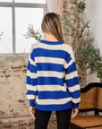 Sew In Love Full Size Contrast Striped Round Neck Sweater