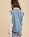 Annie Wear Collared Neck Double Placket Denim Jacket