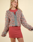 VERY J Shaggy Yarn Knit Zip Up Jacket