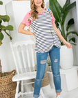 e Luna Floral Striped Mixed Top