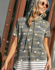 e Luna Camo Striped Hoodie Top