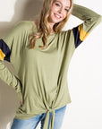 e Luna Color Block Front Tie Boxy Top