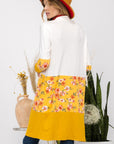 Celeste Full Size Floral Color Block Open Front Cardigan