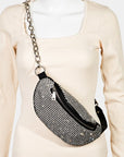 Fame Pave Rhinestone Crossbody Bag