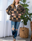 e Luna PLUS Fuzzy Plaid Button Down Shacket