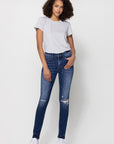 Flying Monkey Mid Rise Ankle Skinny w Distressed Hem Jean - Online Only