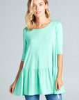 e Luna Solid Baby Doll Tunic Top