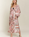 ADORA Printed V-Neck Batwing Sleeve Dress