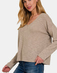 Zenana Dropped Shoulder Long Sleeve T-Shirt