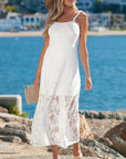 Floral Lace Tie Spaghetti Straps Maxi Dress