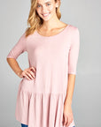 e Luna Solid Baby Doll Tunic Top