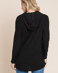 BOMBOM Contrast Drawstring Drop Shoulder Knit Hoodie