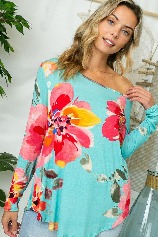 e Luna Floral One Shoulder Top