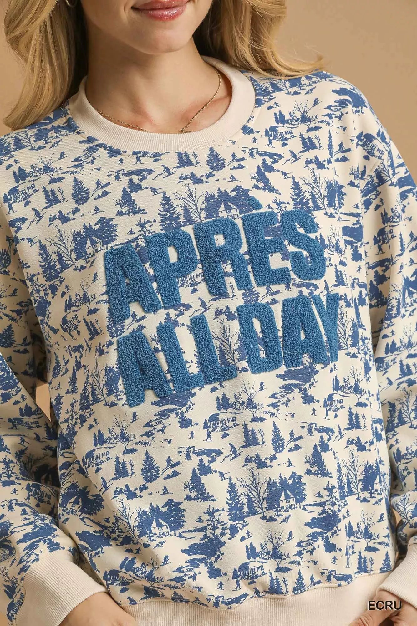 Umgee Scenic Print Cropped Sweatshirt