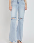 Risen Full Size High Rise Distressed Wide Leg Jeans