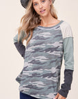 e Luna PLUS Camouflage Color Block Top