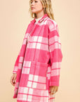 Davi & Dani Plaid Open Front Drop Shoulder Longline Coat