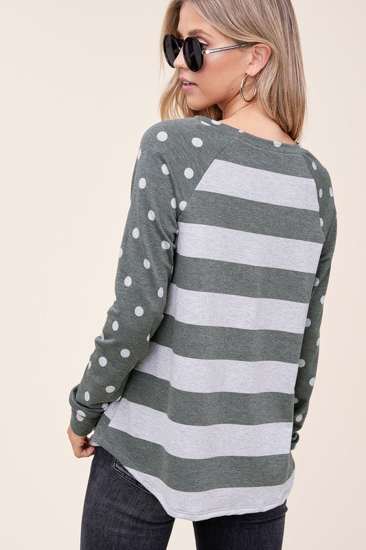 e Luna PLUS Striped Mixed Sweatshirt