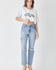 RISEN Distressed Slim Cropped Jeans