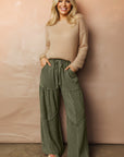 Mineral Wash Tiered Drawstring Wide Leg Pants