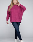 Zenana Plus Brushed Melange Drop Shoulder Sweater