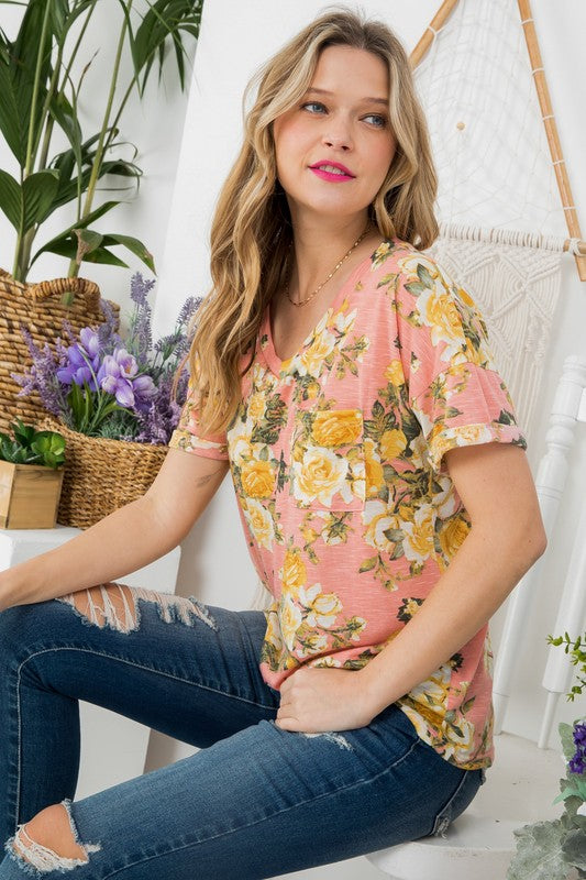 e Luna Allover Floral Boxy Top