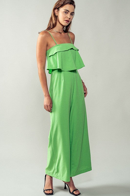 Trend Notes Ruffled Bodice Wide Leg Jumpsuit