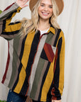 e Luna Cozy Stripe Button Down Shacket