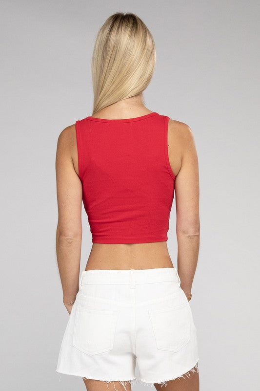 Zenana Cotton Square Neck Cropped Cami Top