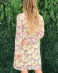 And The Why Floral Mock Neck Flounce Sleeve Dress