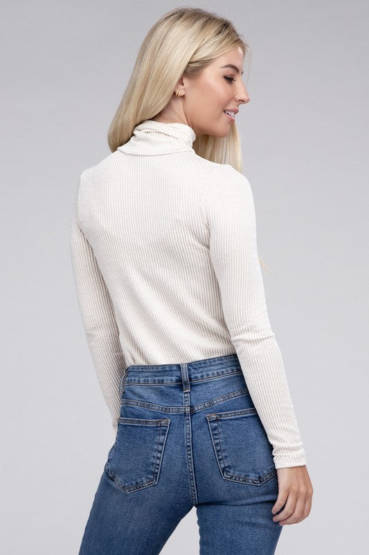 Zenana Ribbed Turtle Neck Long Sleeve Top