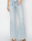 Risen Full Size High Rise Front Patch Pocket Flare Jeans