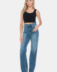 Judy Blue Full Size Tummy Control Cut Raw Hem Straight Jeans