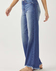 RISEN High Waist Raw Hem Wide Leg Jeans