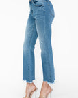 bytos Raw Hem Distressed Mid Rise Crop Jeans