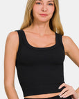 Zenana Ribbed Round Neck Cropped Tank