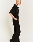 Jade By Jane Basic Collar Shirt Wide leg Jumpsuit