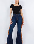 GJG Denim Fringe Bell Bottom in Dark Blue